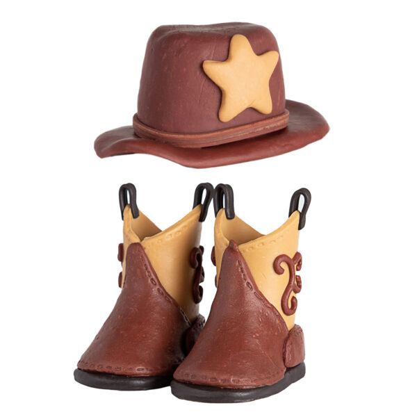 Wholesale 3 PCS/Set Western Denim Hat Boots Soft Pottery Decorations Cake Ornaments