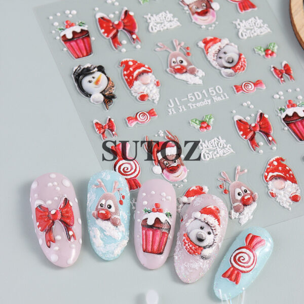oly-01f3bffa1f06bbafda8a3a00a2cbbc07 Wholesale Christmas 5D nail art stickers 3D relief nail stickers