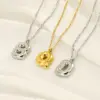 Wholesale Ion Plating (IP) 18K Gold Plated Letter 304 Stainless Steel Simple Style Classic Style Waterproof Non Tarnish 304 Stainless Steel Lobster Trigger Clasp Closure Pendant Necklace