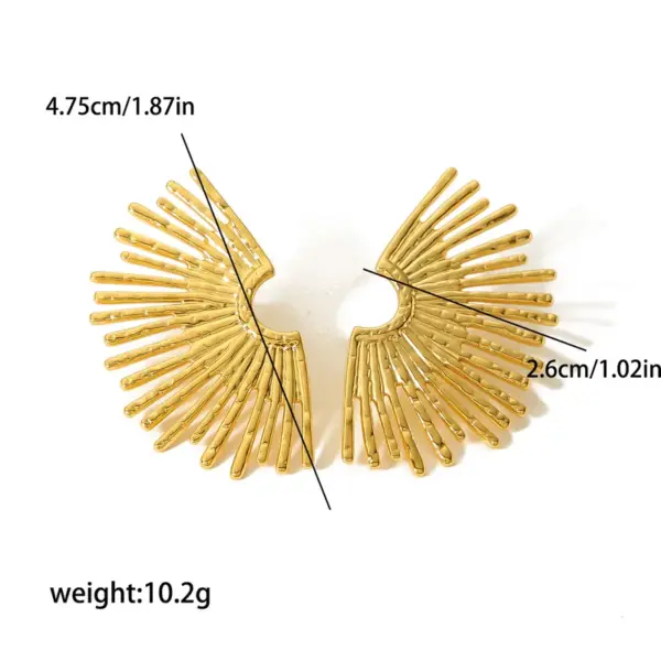 Wholesale PVD Coated Real Gold Plated 18K Gold Sector 304 Stainless Steel Elegant Retro Waterproof Non Tarnish Ear Studs