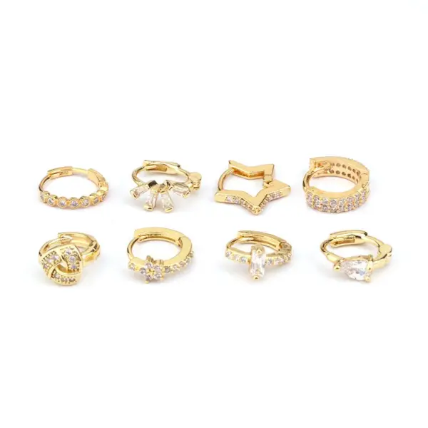 Ear Cartilage Rings & Studs Geometric Copper Zircon