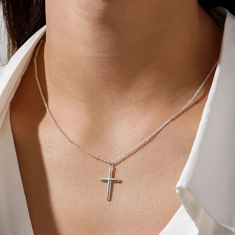 Wholesale Cross Necklace Cold Style Simple Korean Style Fashion Temperament Personality All-match Retro Niche Trendy Cool High-end Design