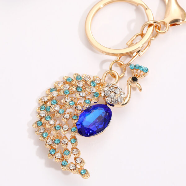 Wholesale Cross-Border Diamond-Encrusted Peacock Keychain Alloy Light Luxury Keychain Fashion Pendant Bag Car Chain Key Accessory