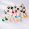 PVD Coated Gold Plated Round 304 Stainless Steel Natural Stone Retro Simple Style Waterproof Non Tarnish Earrings