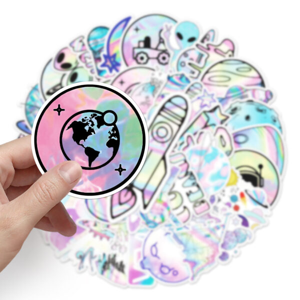 Wholesale 50 pieces of outer space graffiti personalized cartoon planet laser creative stickers
