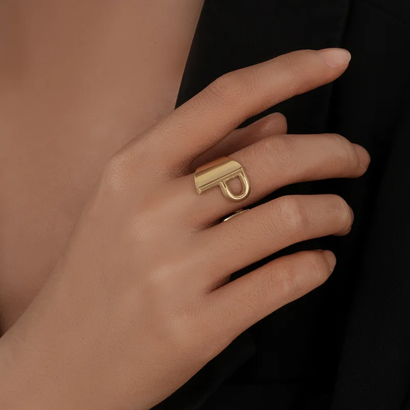 Wholesale Ins Style Letter Titanium Steel Plating Open Ring