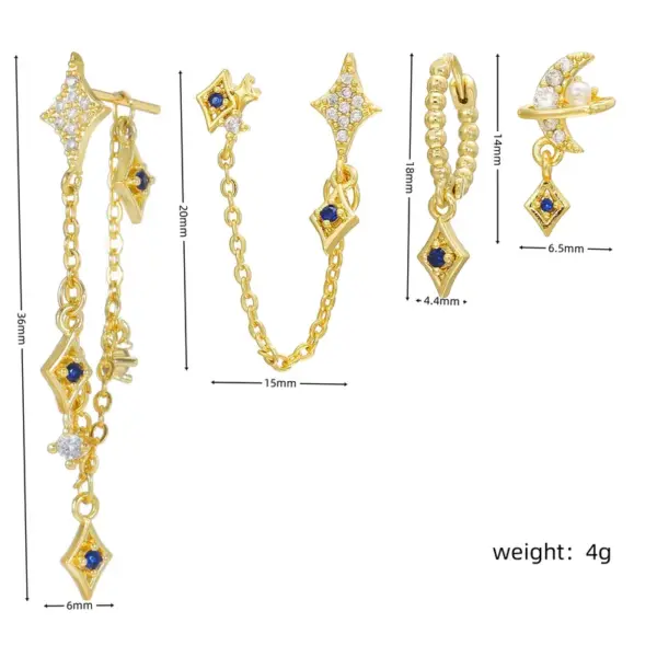 Wholesale 1 Set Sweet Classic Style Geometric Inlay Brass Zircon 18K Gold Plated Ear Cuffs