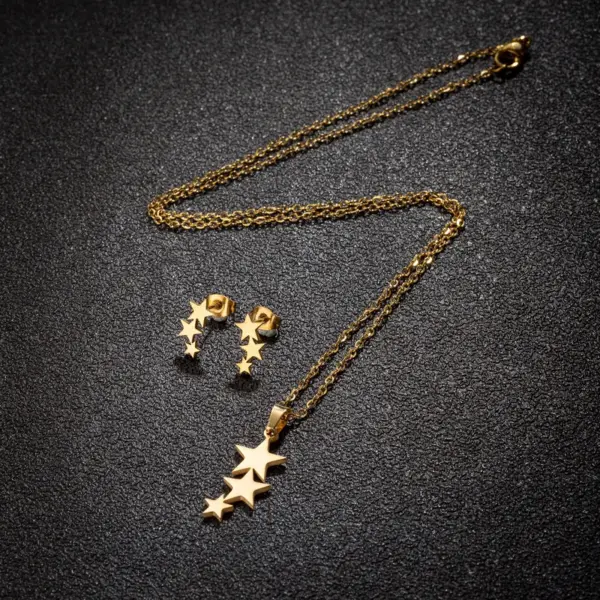 Ion Plating (IP) 18K Gold Real Gold Plated Star Flower Notes 201 Stainless Steel Simple Style Commute Waterproof Non Tarnish Jewelry Set
