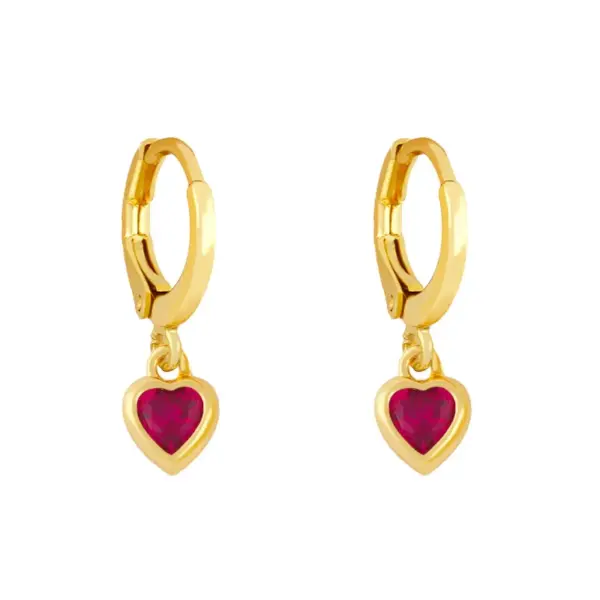 Wholesale Fashion Heart Copper Artificial Gemstones Copper Earrings