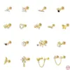 1 Piece Ear Cartilage Rings & Studs Fashion Heart Shape Crown Flower 925 Sterling Silver Plating Inlay Artificial Pearls Rhinestones