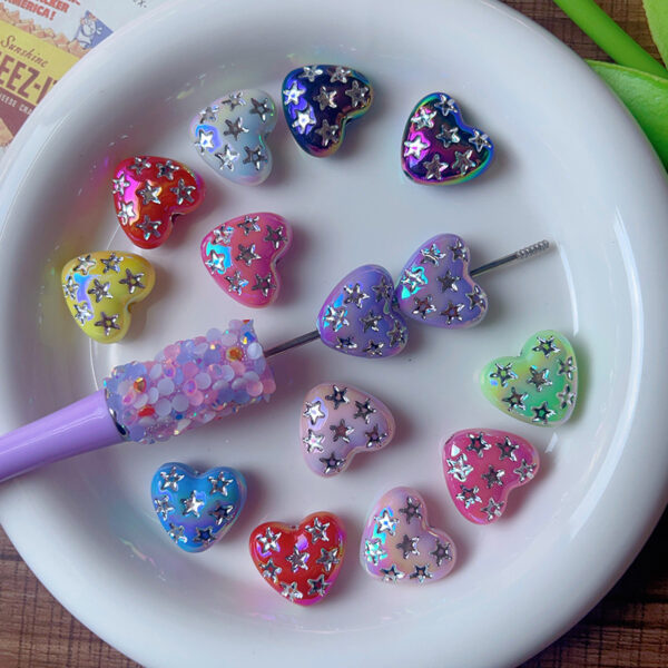 Wholesale UV Color Plated Straight Hole Love Beaded DIY