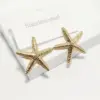 Wholesale 304 Stainless Steel Starfish Electroplating Golden Plated Elegant Retro Commute Waterproof Non Tarnish Gold Ear Studs