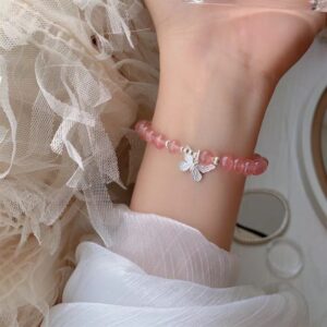 Imitation strawberry crystal butterfly simple bracelet