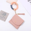 Wholesale Cross-border New Silicone Bead Keychain Bracelet Wooden Bead Card Bag Key Ring Bracelet Certificate Card Holder Bracelet Spot