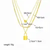 PVD Coated 18K Gold Plated Heart Shape Lock 304 Stainless Steel Retro Punk Waterproof Non Tarnish 304 Stainless Steel Three Layer Necklace