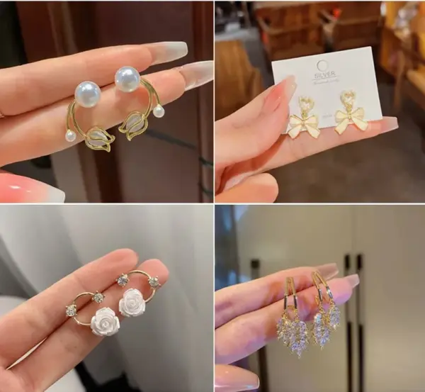 1 Pair Elegant Geometric Plating Inlay Alloy Artificial Pearls Rhinestones Earrings