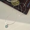 Wholesale Aquamarine Egg-Shaped Crystal Necklace Ins Niche Simple Oval Water Drop Pendant Cold All-Match Light Luxury Snake Bone Chain