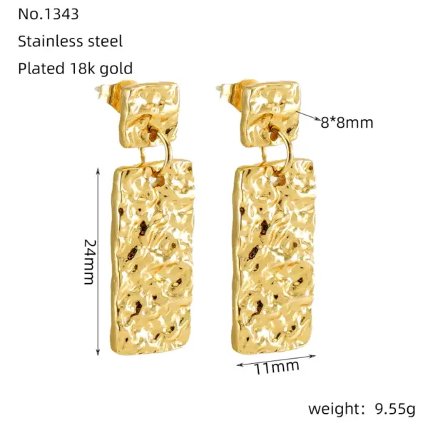 1 Pair Simple Style Commute U Shape Rectangle Polishing Plating Stainless Steel Titanium Steel 18K Gold Plated Drop Earrings