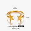 Ion Plating (IP) 18K Gold Plated Flower 304 Stainless Steel Simple Style Waterproof Non Tarnish Open Rings