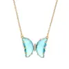 Wholesale 304 Stainless Steel Copper Fashion Inlay Butterfly Crystal Pendant Necklace
