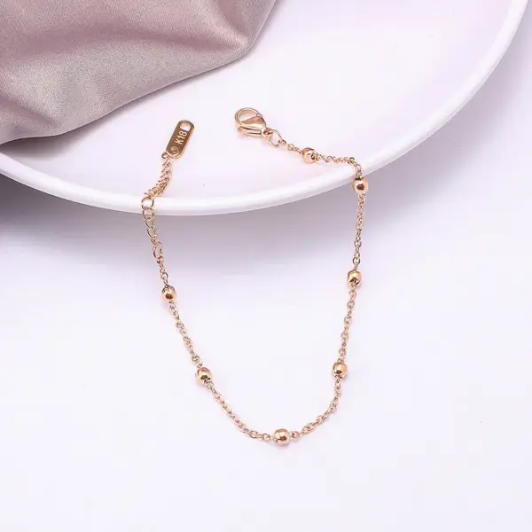 Wholesale Simple Style Round Titanium Steel Chain Bracelets 1 Piece