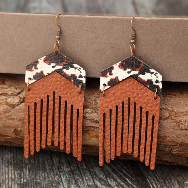 Wholesale Retro Western Style Tassel PU Leather Earrings