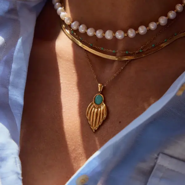 PVD Coated Real Gold Plated Geometric Shell 316 Stainless Steel Original Design Modern Style Commute Waterproof Non Tarnish Jewelry Set