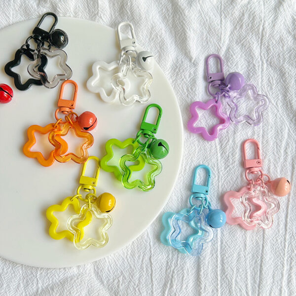 Wholesale Acrylic Hollow Five-inted Star Ins Pendant Summer Childlike Pendant Keychain Aessories Wireless Headset Aessories