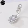 Titanium Alloy Navel Ring With Large Waterdrop Zirconia Stone Anti-allergy Material Piercing Jewelry Drop Shape Unisex Design