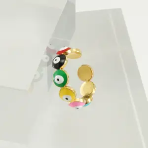 Wholesale PVD Coated Devil'S Eye 304 Stainless Steel Hip-Hop Cool Style Waterproof Non Tarnish Open Ring