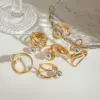 Wholesale Jewelry Luxurious Shiny Color Block 304 Stainless Steel Mixed Metal Rings