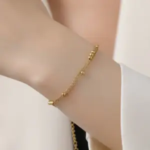 【XKB2255】Double Layer Beaded Bracelet / Gold