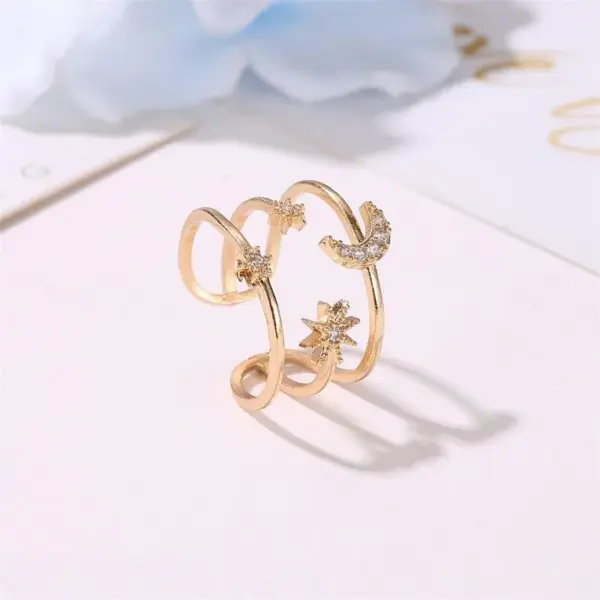 Copper Plating Moon Artificial Gemstones Copper Rings