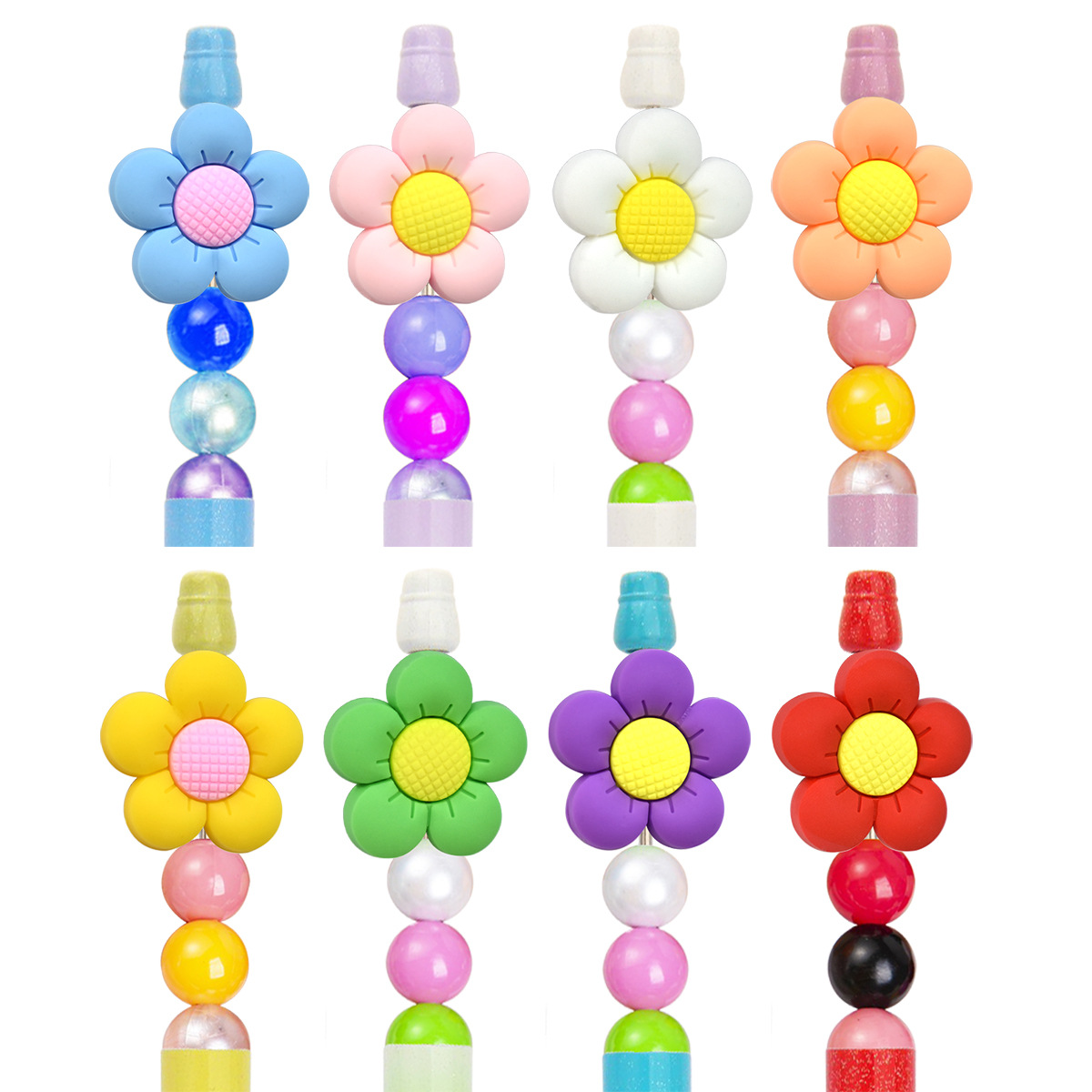 Wholesale Ballint Pen Beaded Aessories Cute Flowers Pvc Burnt Beads