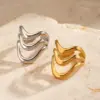 Wholesale Ion Plating (IP) 18K Gold Plated Lines 304 Stainless Steel Casual Hip-Hop Rock Waterproof Non Tarnish Open Rings
