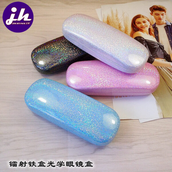 Wholesale Laser Anti-compression Iron Optical Glasses Case Myopia Presbyopic Glasses Case Colored Male and Female Student Storage Box