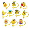 Wholesale Yellow duck silicone straw cap 8/10mm straw dust cap creative straw cap straw dust cap