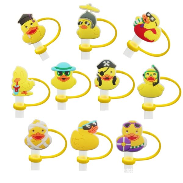 Wholesale Yellow duck silicone straw cap 8/10mm straw dust cap creative straw cap straw dust cap