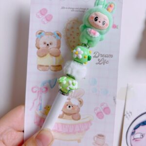 Stylus pen + 0.5mm pen tip / Green Rabbit Ears Pudding - White Pen