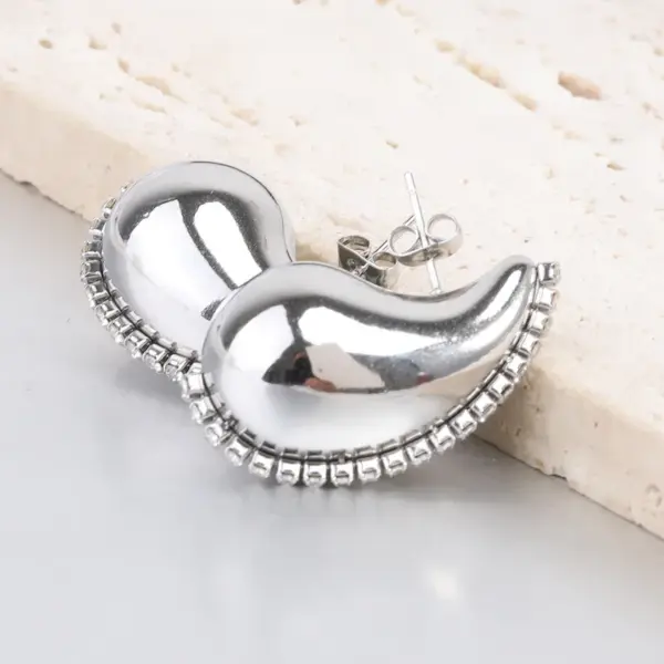 Wholesale 1 Pair Simple Style Water Droplets Plating Inlay Titanium Steel Zircon 18k Gold Plated Ear Studs