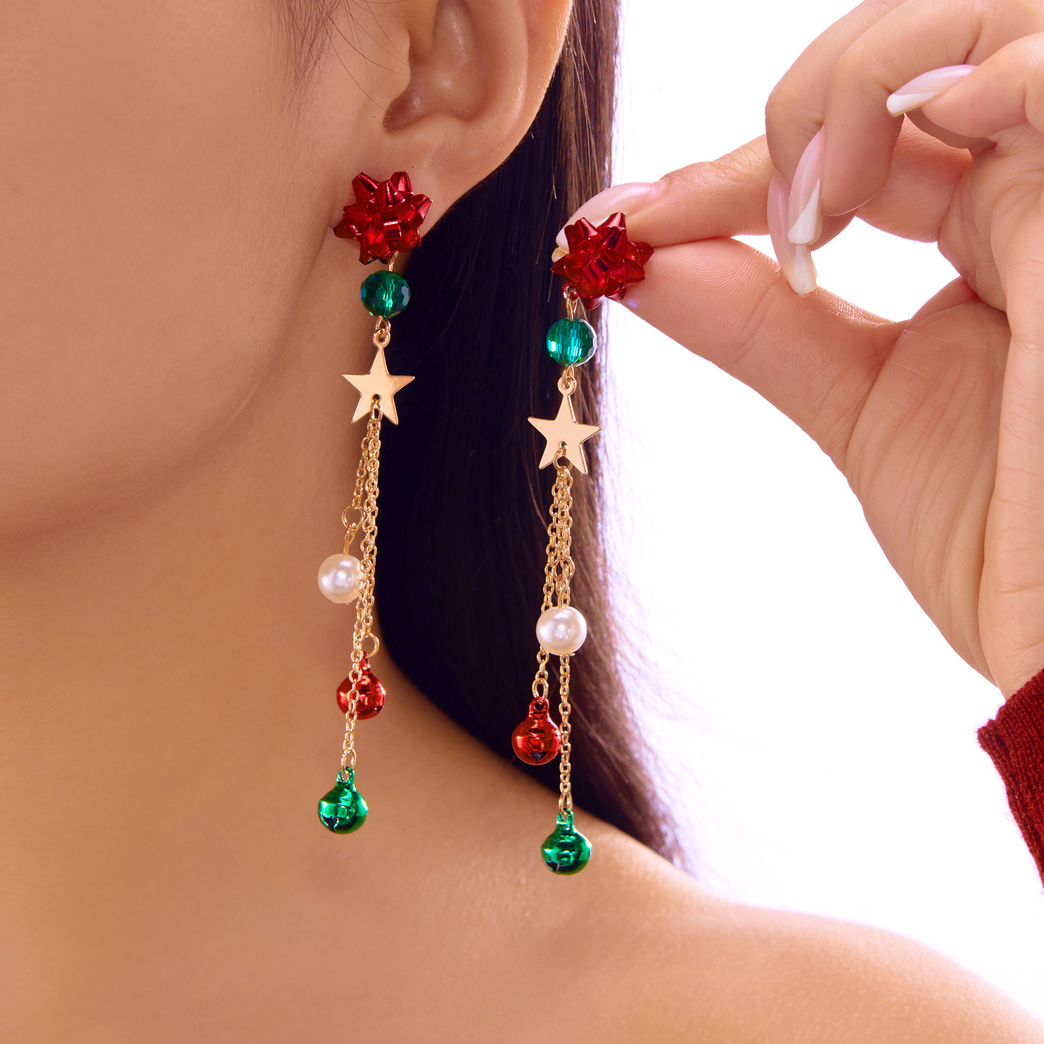 Wholesale Christmas red and green snowflake and snowman earrings