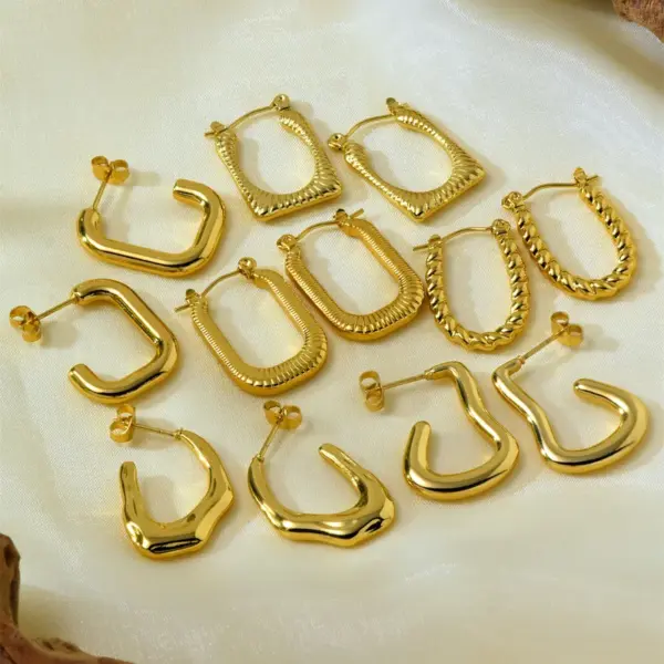 Electroplating Golden Plated Irregular 304 Stainless Steel Elegant Earrings