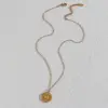 Wholesale PVD Coated Real Gold Plated 18K Gold Sun 304 Stainless Steel Retro Waterproof Non Tarnish 304 Stainless Steel Necklace