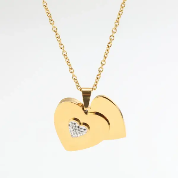 Wholesale Jewelry IG Style Retro Heart Shape Titanium Steel Carving Cable Chain Pendant Necklace