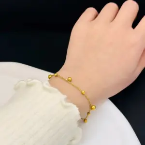 【XKB0129】Large and Small Round Bead Bracelet / Gold