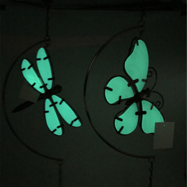 Wholesale Luminous Wind Bell Iron Butterfly Dragonfly Hanging UV Fluorescent Film Creative Rotating Pendant Cross-border Hot Sale