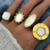 Wholesale PVD Coated Real Gold Plated 18K Gold Geometric 304 Stainless Steel Shell IG Style Casual Simple Style Waterproof Non Tarnish Open Rings