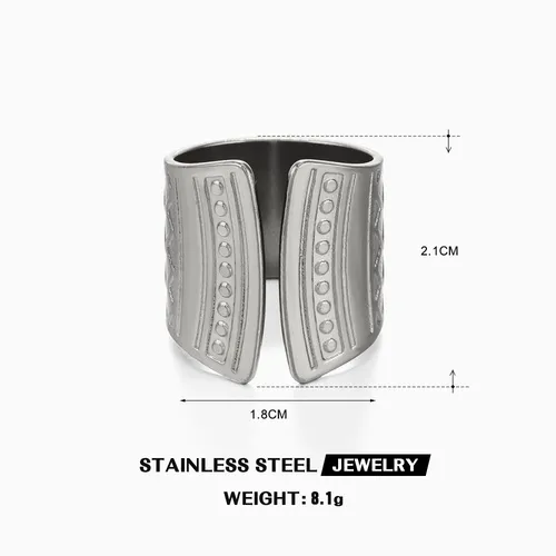 PVD Coated 18K Gold Plated Lines 304 Stainless Steel IG Style Waterproof Non Tarnish Open Rings