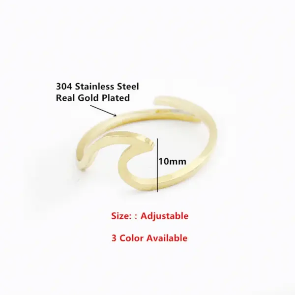 Wholesale European And American Fashion Simple Spray Wave Geometric Opening Ring