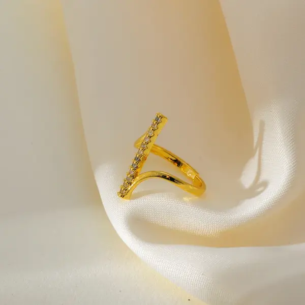 Wholesale Jewelry Elegant Classic Style Geometric 304 Stainless Steel Zircon Rings